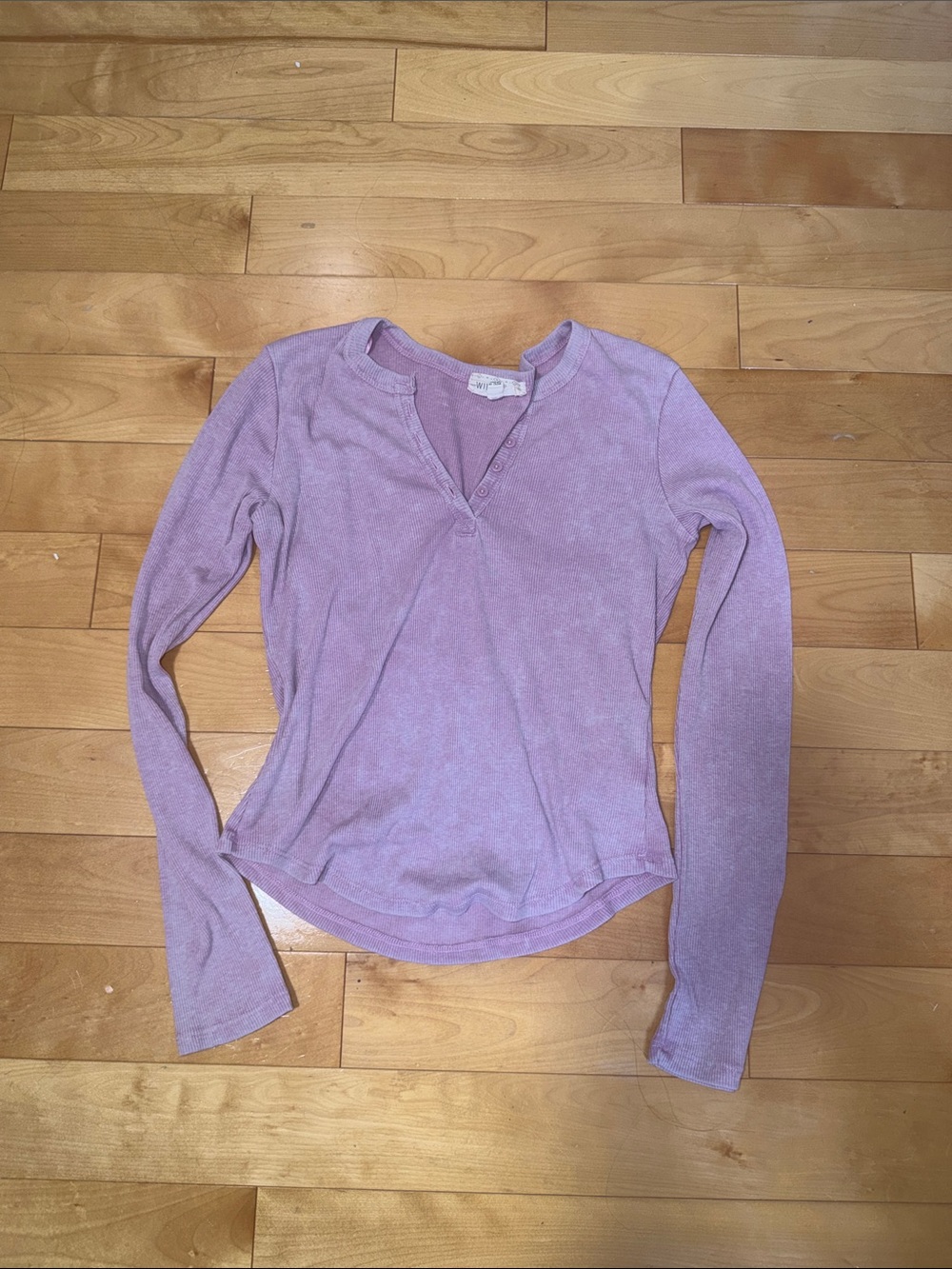Long-Sleeve Ribbed wild skye Top in Light Lavender